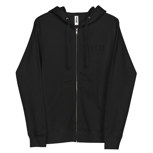 STGR Black Steel Zip-Up Hoodie